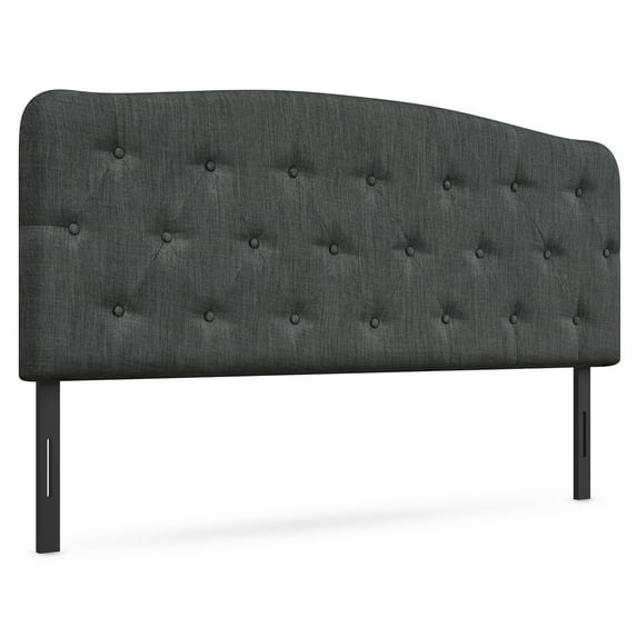 Costway Full Size Upholstered Headboard Only Adjust Button Tufted Faux Linen Dark Grey