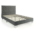 thumbnail image 1 of Costway Full Upholstered Bed Frame Mattress Foundation with Button Tufted Velvet Headboard, 1 of 10