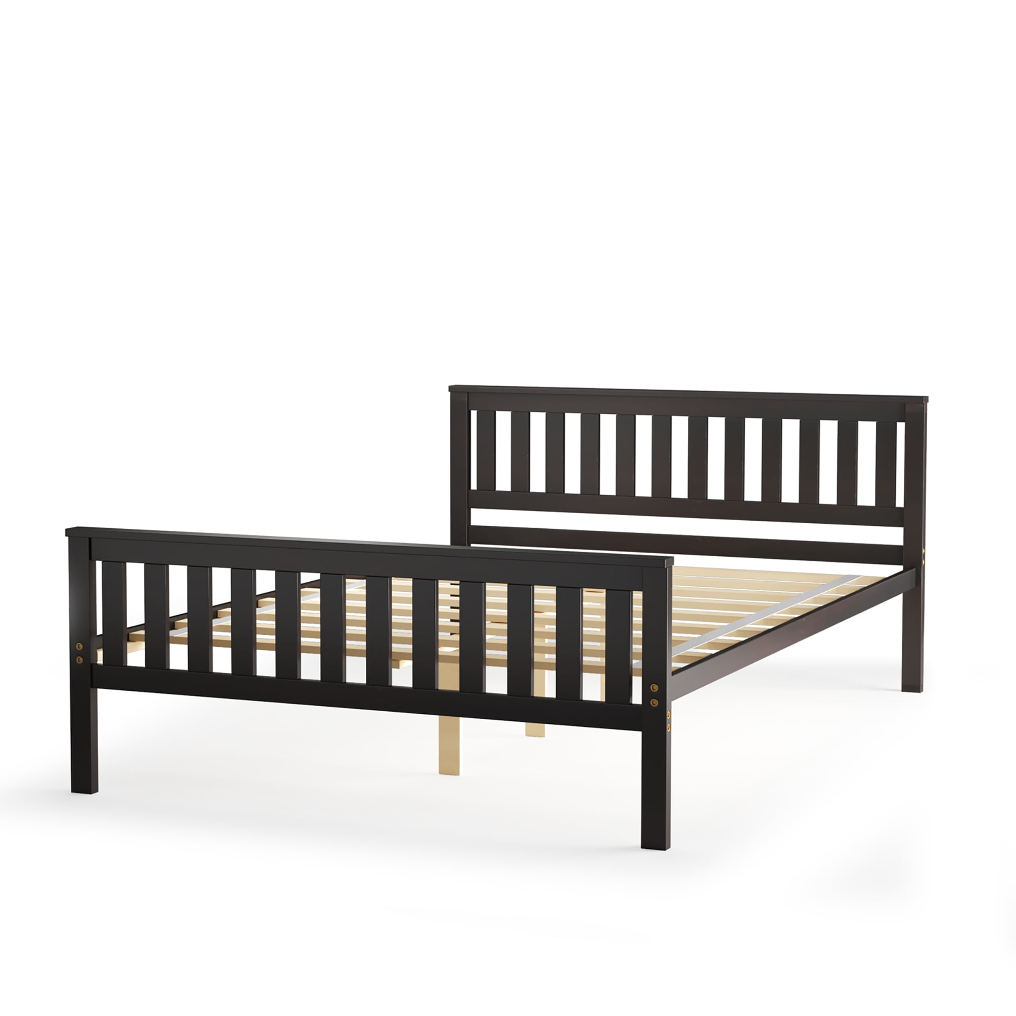 Espresso Full Double Wood Platform Bed with Sturdy Slats