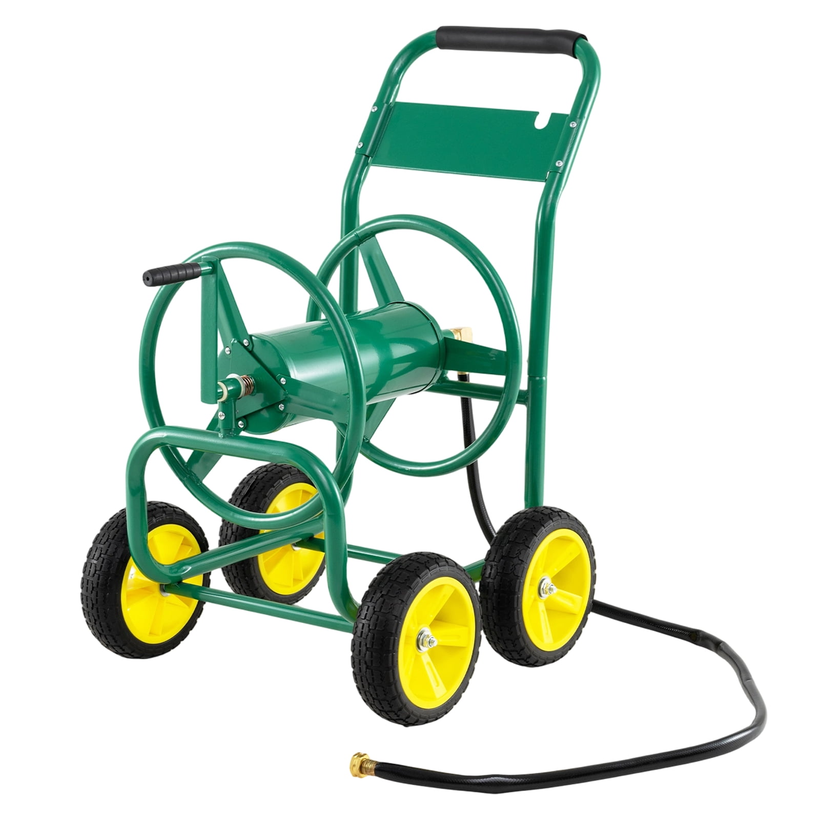 Costway Garden Hose Reel Cart 4 Wheels, 330 ft 5/8” Large Capacity for Outside Yard Lawn Green