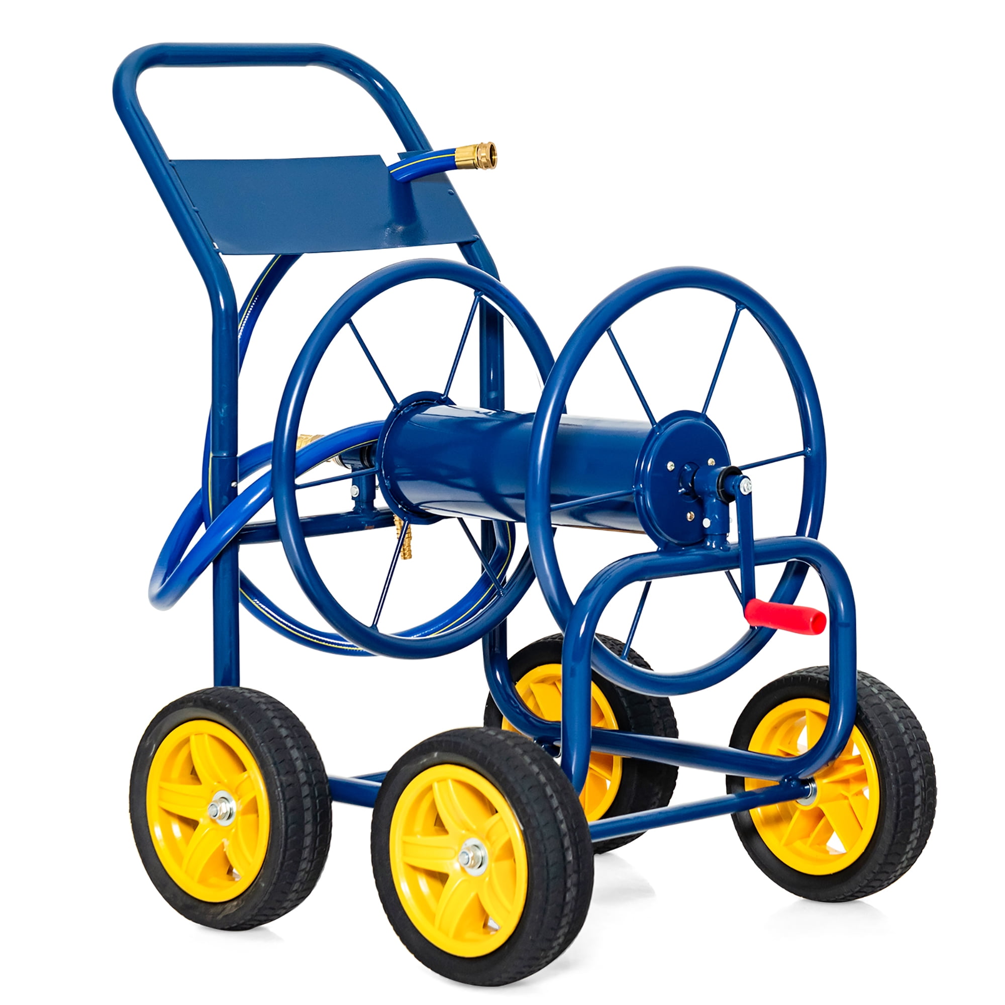 Costway Garden Hose Reel Cart Holds 330ft of 3/4or 5/8 Hose 400ft of  1/2'' Hose Blue 