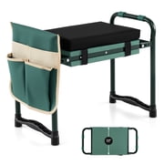 Costway Garden Kneeler and Seat, Foldable Gardening Stool with Wide EVA Foam Padding Green