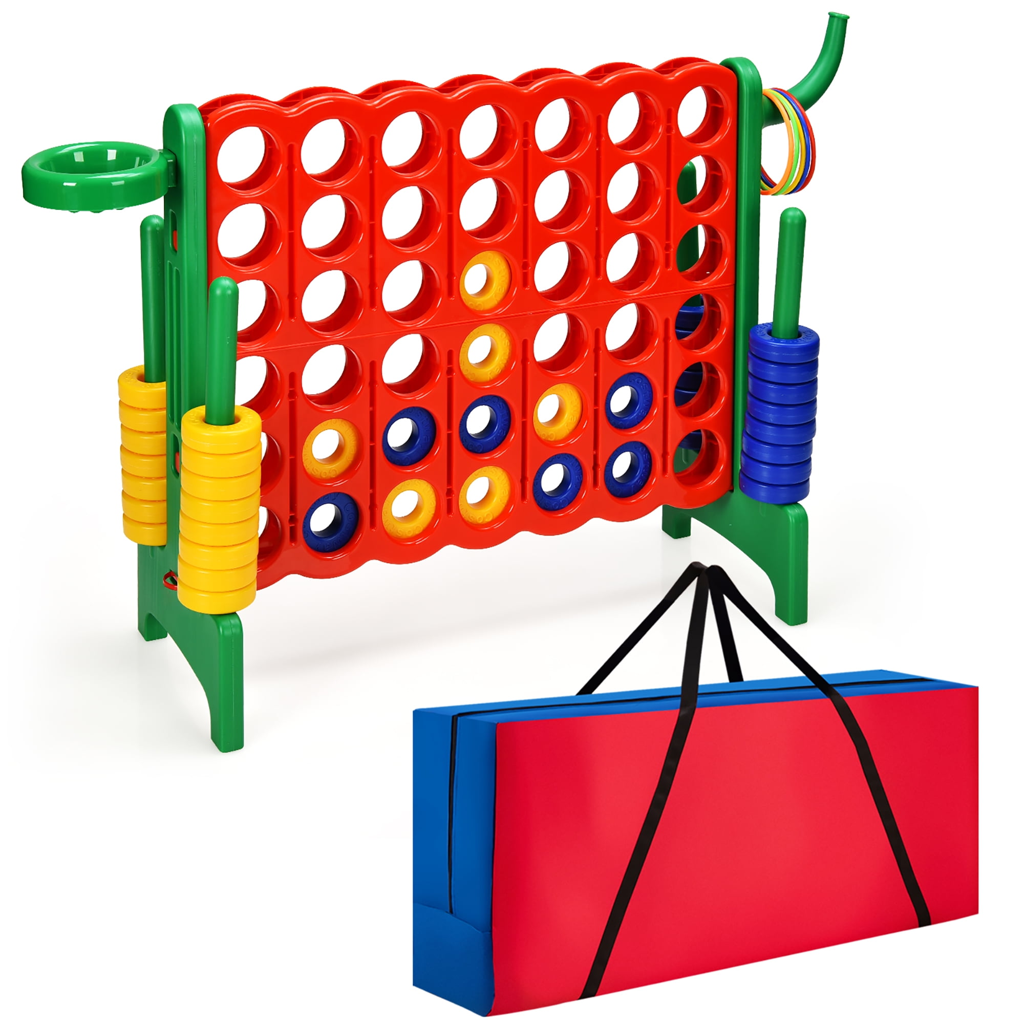 Giant Red and Green Plastic 4 In A Row Game Set with Storage Bag