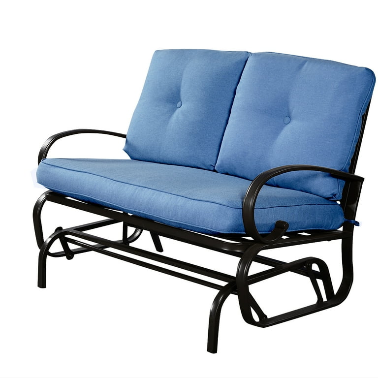 Costway glider outdoor patio rocking bench loveseat cushioned seat steel frame furniture hotsell