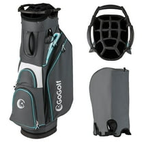 Costway Golf Cart Bag Lightweight & Portable Golf Bag with 14-Way Top 6 Pockets Rain Hood Gray