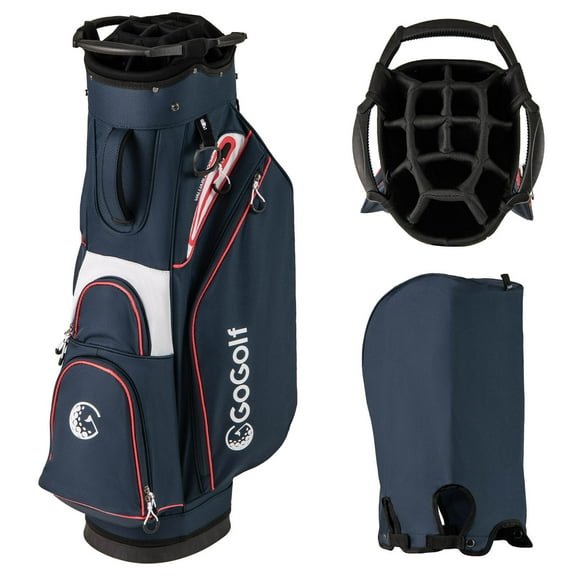 Costway Golf Cart Bag Lightweight & Portable Golf Bag with 14-Way Top 6 Pockets Rain Hood Navy