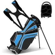 Costway Golf Stand Cart Bag Club w/6 Way Divider Carry Organizer Pockets Storage Blue
