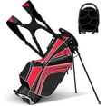 thumbnail image 1 of Costway Golf Stand Cart Bag Club w/6 Way Divider Carry Organizer Pockets Storage Red, 1 of 11