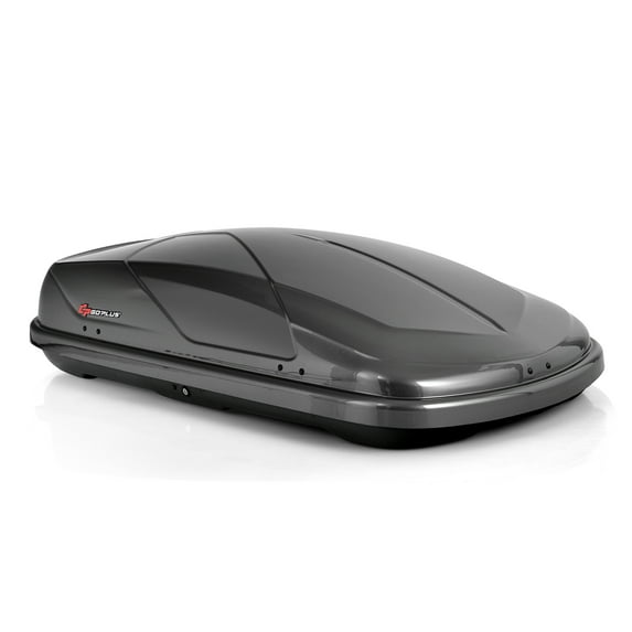 Goplus 14 Cubic Feet Cargo Box Dual-Sided Opening Rooftop Carrier Heavy Duty Grey