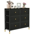 thumbnail image 1 of Costway HCST00036 Fabric Metal PU Leather 6 Drawers Bedroom Dresser, Black 35 x 12 x 30 in, 1 of 10