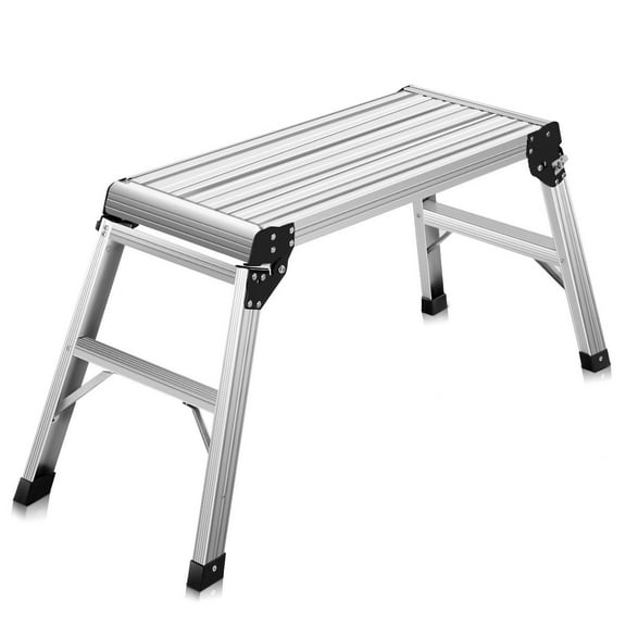 Costway HD EN131 Aluminum Platform Drywall Step Up Folding Work Bench Stool Ladder