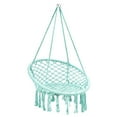 thumbnail image 1 of Costway Hanging Hammock Chair Macrame Swing Handwoven Cotton Backrest Garden Turquoise, 1 of 12
