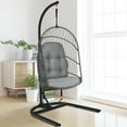 thumbnail image 1 of Costway Hanging Wicker Egg Chair w/ Stand Cushion Foldable Outdoor Indoor Gray, 1 of 10