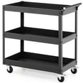 thumbnail image 1 of Costway Heavy Duty 3-Tier Utility Cart with Ergonomic Handle Universal Wheels Garage Black, 1 of 11