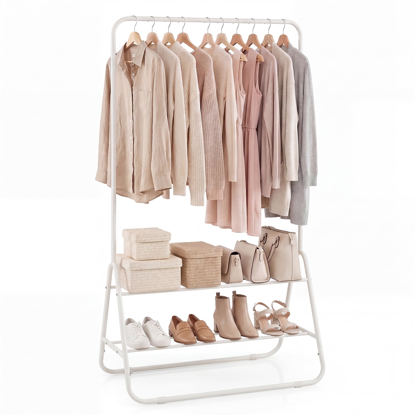 Costway Heavy Duty Clothes Rack Metal Garment Rack with Hanging Rod and ...