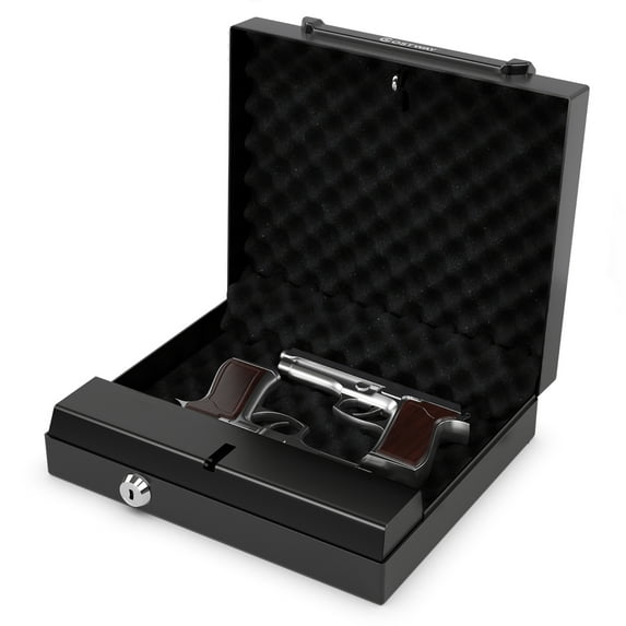 Costway Heavy-Duty Gun Safe, Quick-Access Pistol Storage, Black, 1-2 Handguns