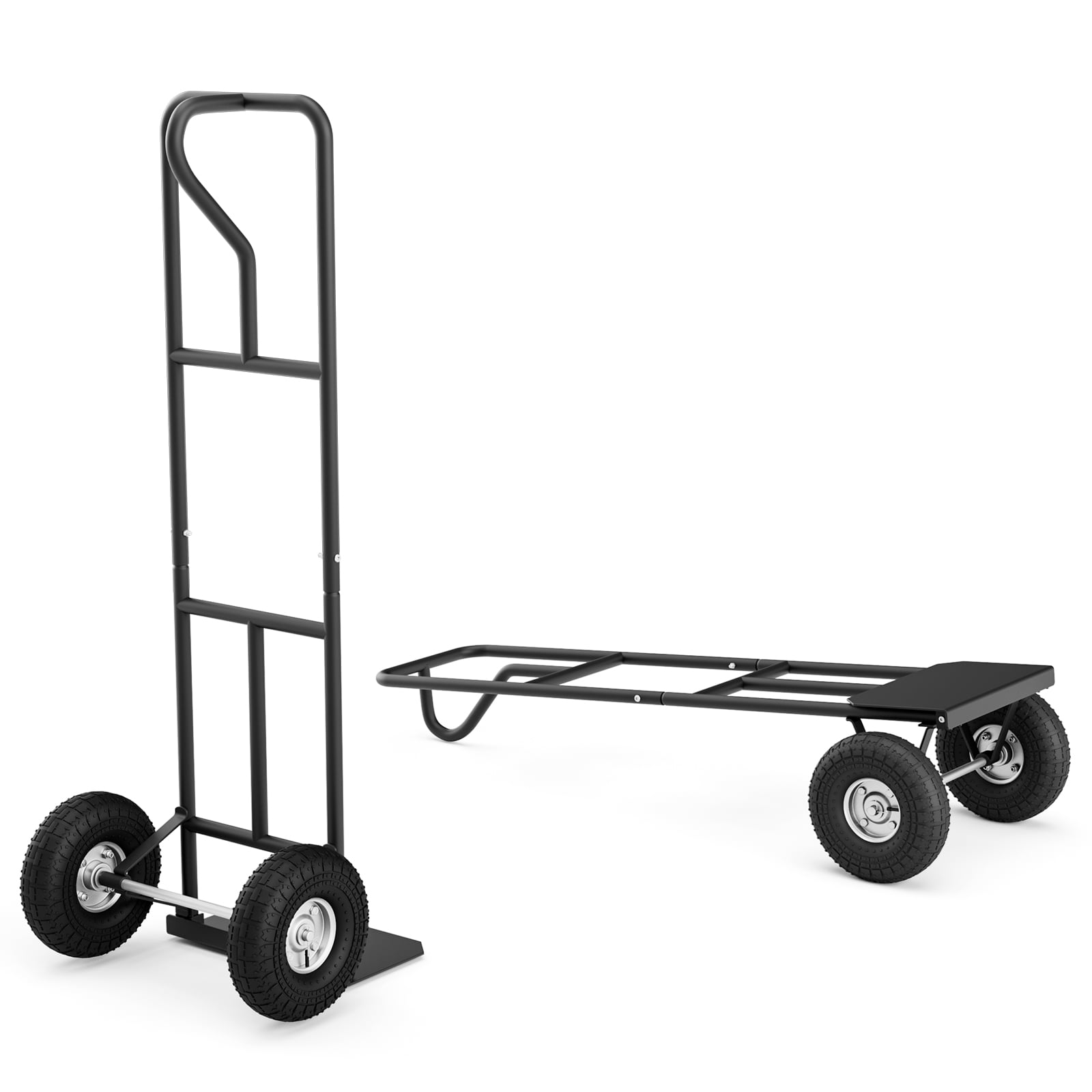 Costway Heavy Duty Hand Truck 660lbs Capacity Trolley Cart with  Foldable Nose Plate Black