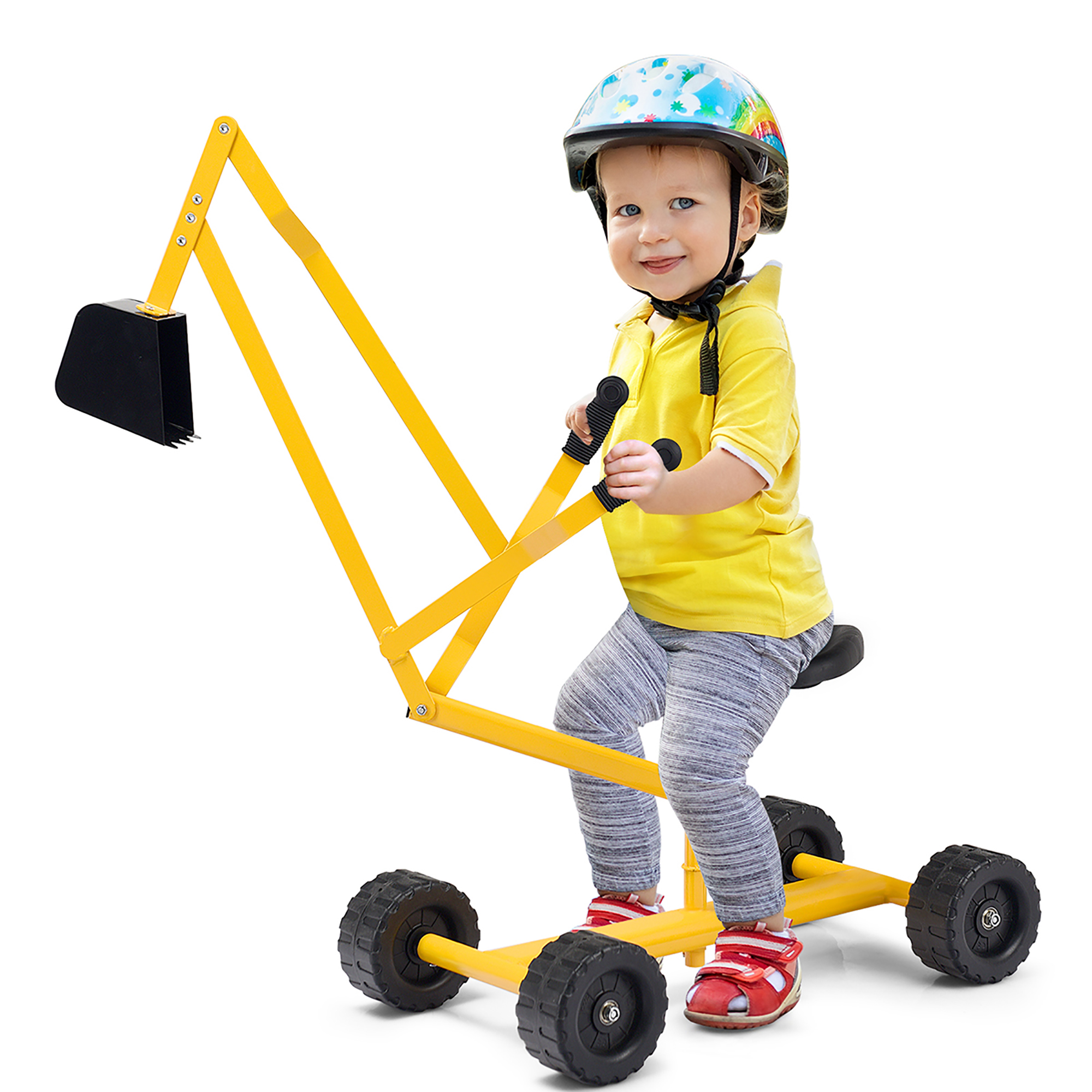 Costway Heavy Duty Kid Ride-on Sand Digger Digging Scooper Excavator for Sand Toy Yellow - image 1 of 7