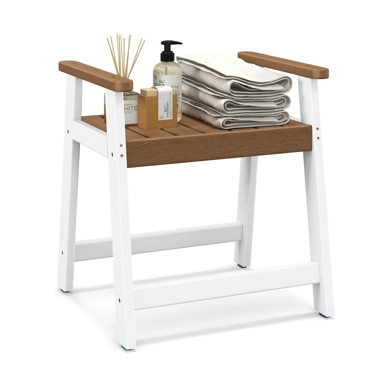 Costway Bathroom HDPE Shower Chair Backless Bench With Waterproof