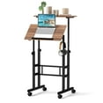 thumbnail image 1 of Costway Height Adjustable Mobile Standing Desk with Tiltable Desktop & 2 Hanging Hooks, 1 of 11