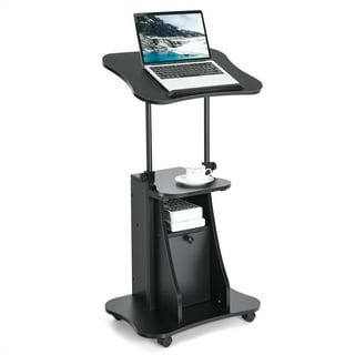 BONTEC 25.6 x 17.7 Inch Mobile Stand Up Desk, Podium, Rolling Standing Desk  Up to 33LBS with Wheels and Stoppers, Laptop Standing Desk Height