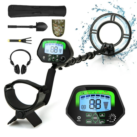 Costway High Accuracy Metal Detector Kit W/Display Waterproof Search Coil Headphone Bag