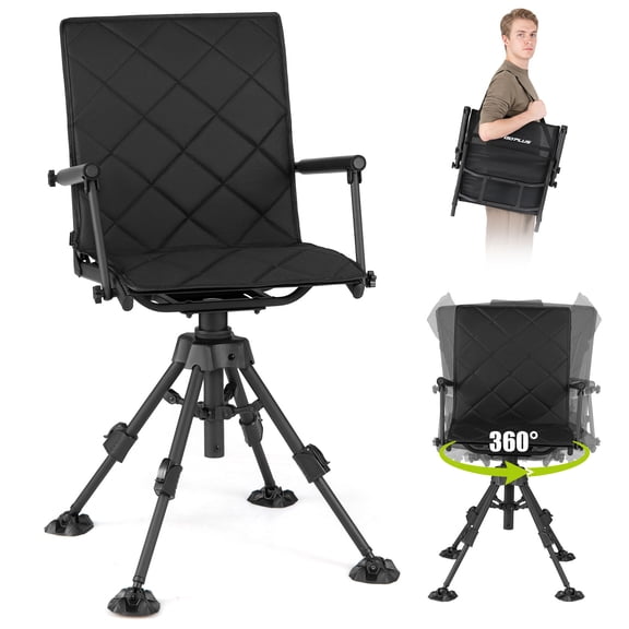 Costway Hunting Chair, 360 Silent Swivel Hunting Seat with 5-Level Adjustable Height