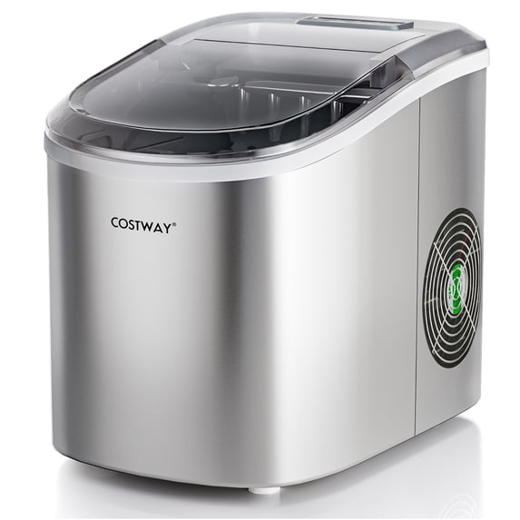 Costway Ice Maker Machine Countertop Automatic Ice Maker 27 LBS/24 Hrs w/ Scoop & Basket Sliver