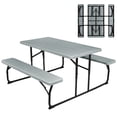 thumbnail image 1 of Costway Indoor & Outdoor Folding Picnic Table Bench Set w/ Wood-like Texture Grey, 1 of 10