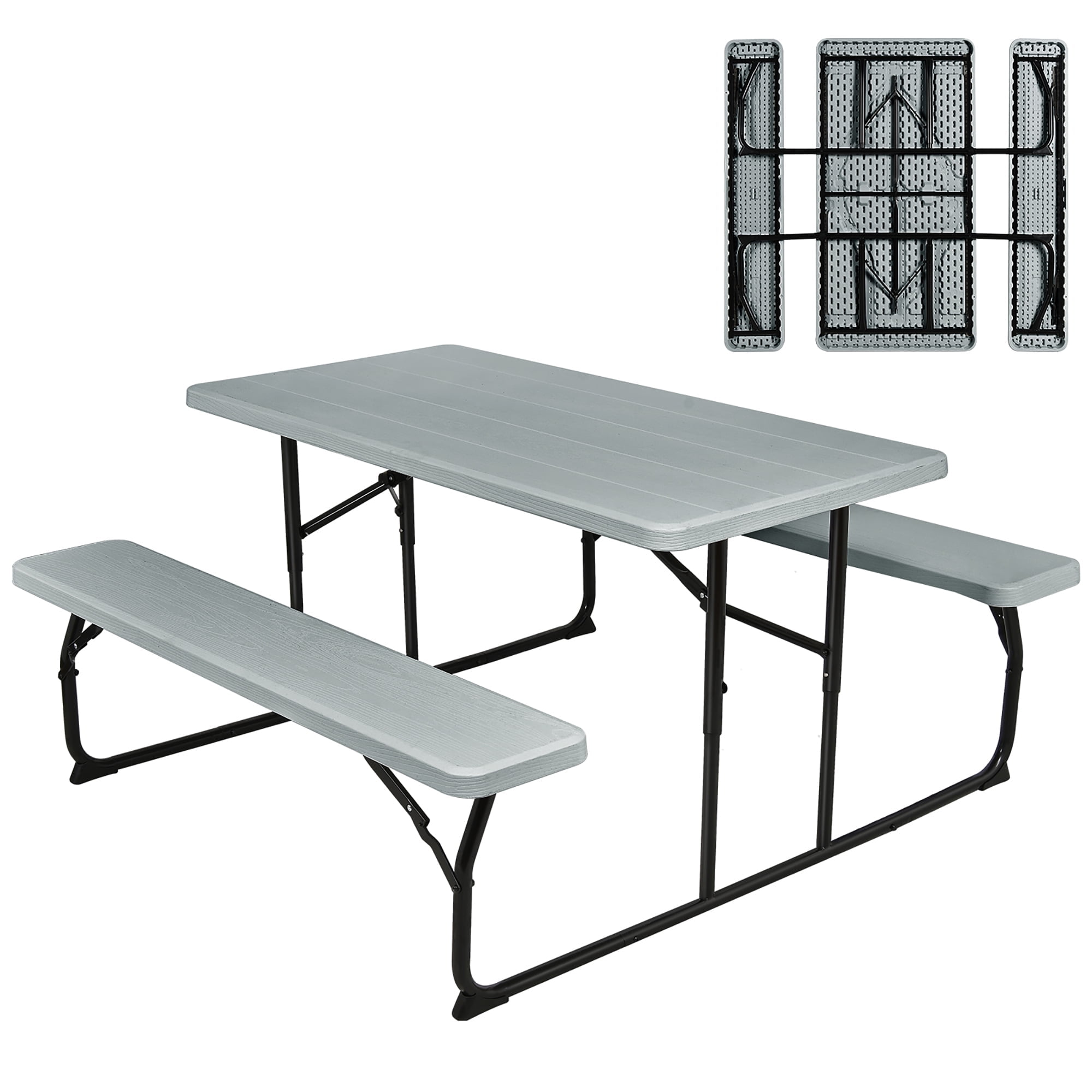Costway Folding Picnic Table Bench Set, Indoor Outdoor BBQ