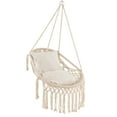 thumbnail image 1 of Costway Indoor Outdoor Macrame Swing with Soft Seat Cushions Sturdy Hanging Rope & Chain, 1 of 9