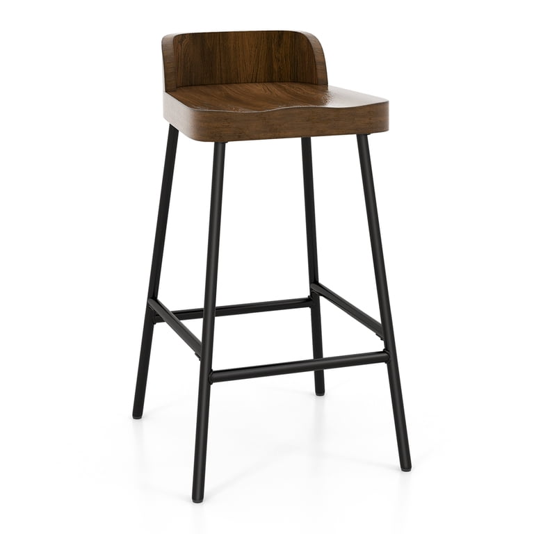 Costway Industrial 24.5'' Bar Counter Height Saddle wood Seat