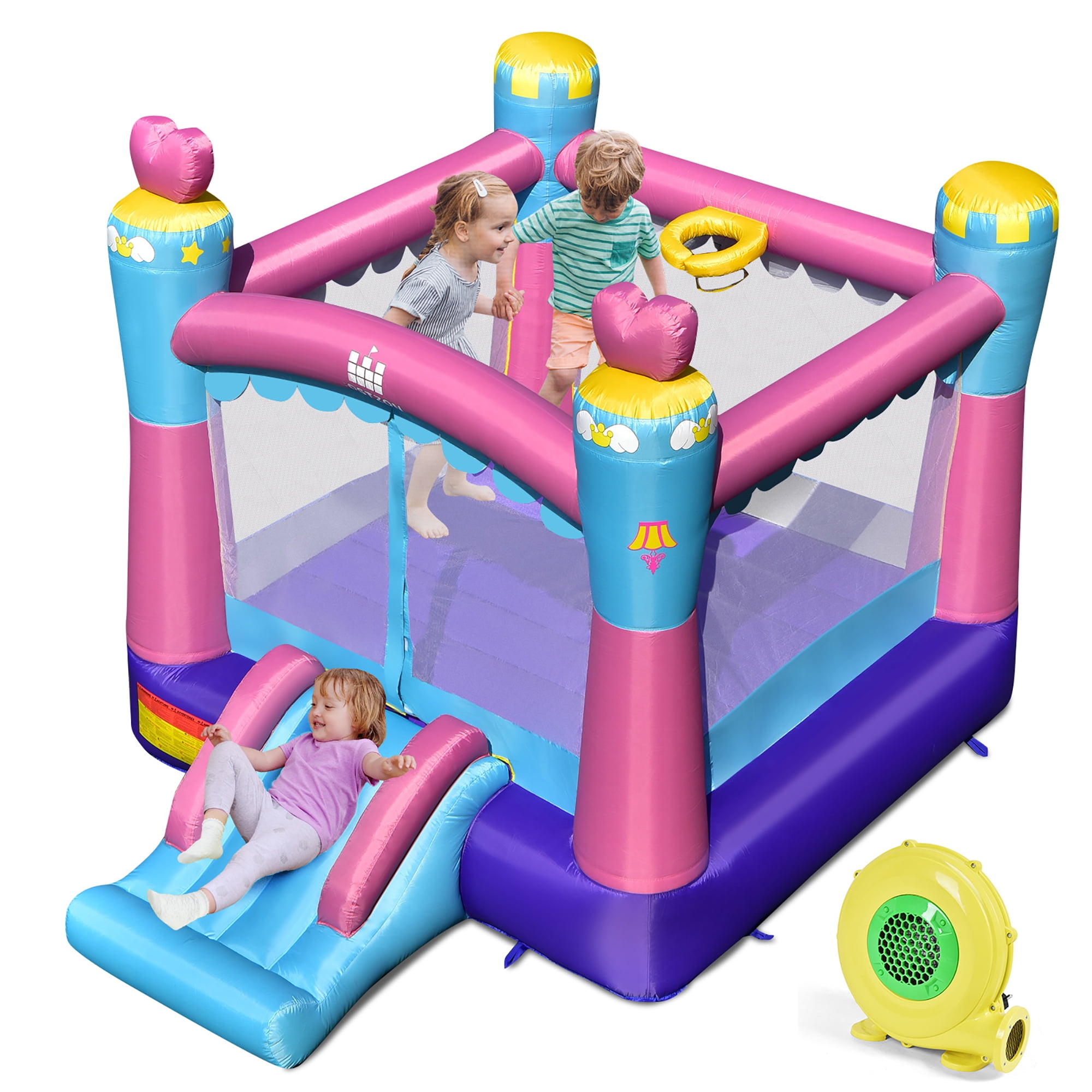 Costway Inflatable Bounce House 3-in-1 Princess Theme Inflatable Castle w/ 735W Blower