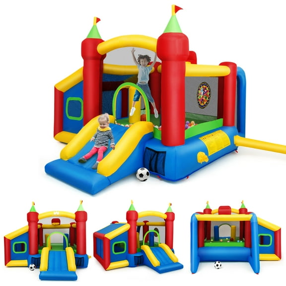 Costway  6-in-1 Inflatable Bounce House Blow up Castle Toddler Kids Indoor Outdoor without Blower