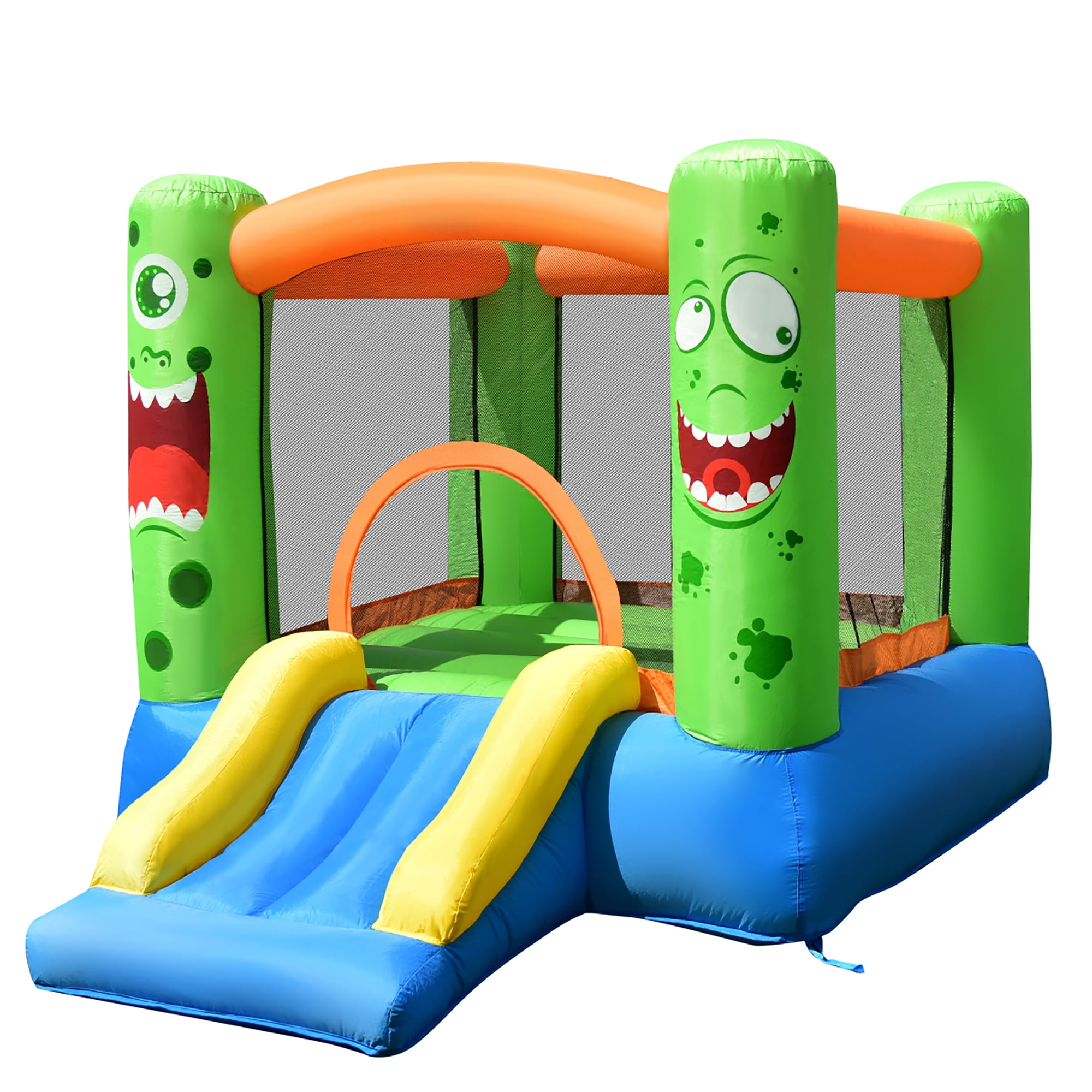 Costway Inflatable Bounce House Jumper Castle Kids Playhouse w/ Basketball Hoop \u0026 Slide