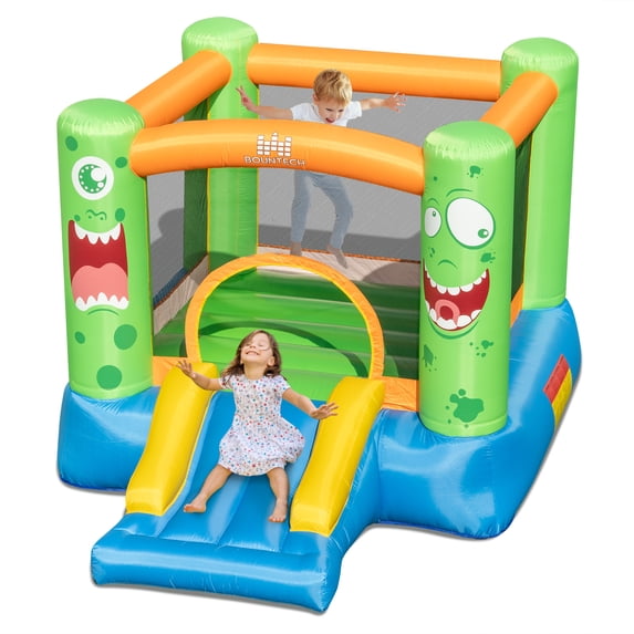 Costway Inflatable Bounce House Jumper Castle Kids Playhouse w/ Basketball Hoop & Slide