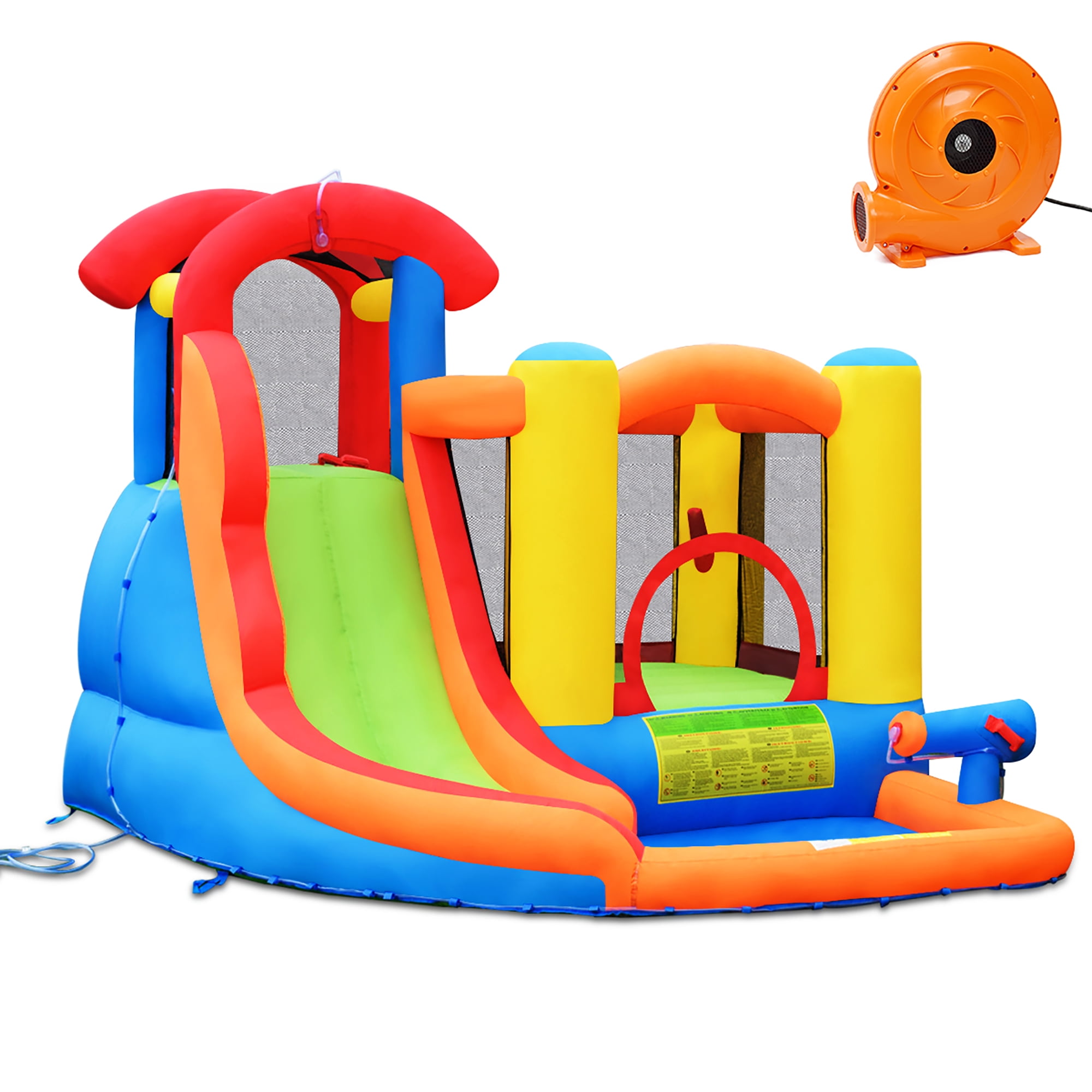 Costway Inflatable Bounce House Kid Water Splash Pool Slide Jumping ...