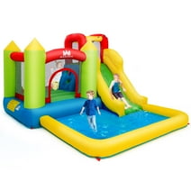 Costway Inflatable Bounce House Water Slide Jump Bouncer Climbing Wall Splash Pool Blower Excluded