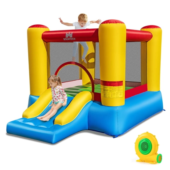 Costway Inflatable Bouncer Kids Bounce House Jumping Castle Slide with 550W Blower
