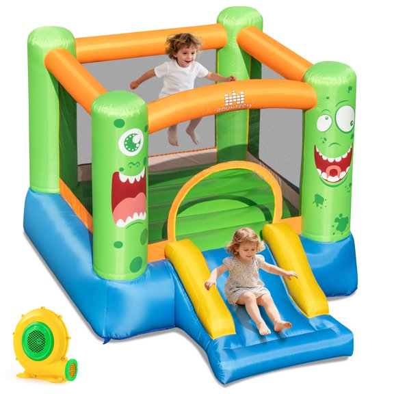 Costway Inflatable Castle Bounce House Jumper Kids Playhouse with Slider and 550W Blower