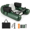 thumbnail image 1 of Costway Inflatable Fishing Float Tube with Fish Ruler Angling Base 2 Storage Pockets Pump, 1 of 10