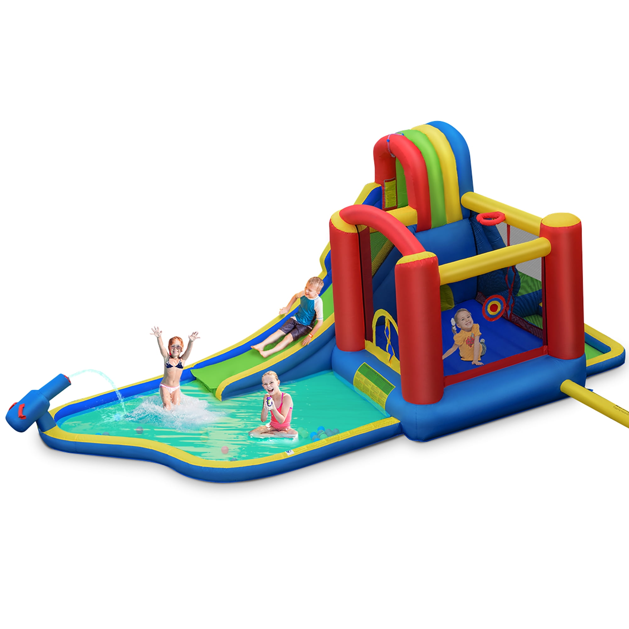 Costway Inflatable Kid Bounce House Slide Climbing Splash Pool Jumping 