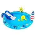thumbnail image 1 of Costway Inflatable Play Center with Shark-shaped Slide, Lighthouse Sprinkle for Backyard, 1 of 11