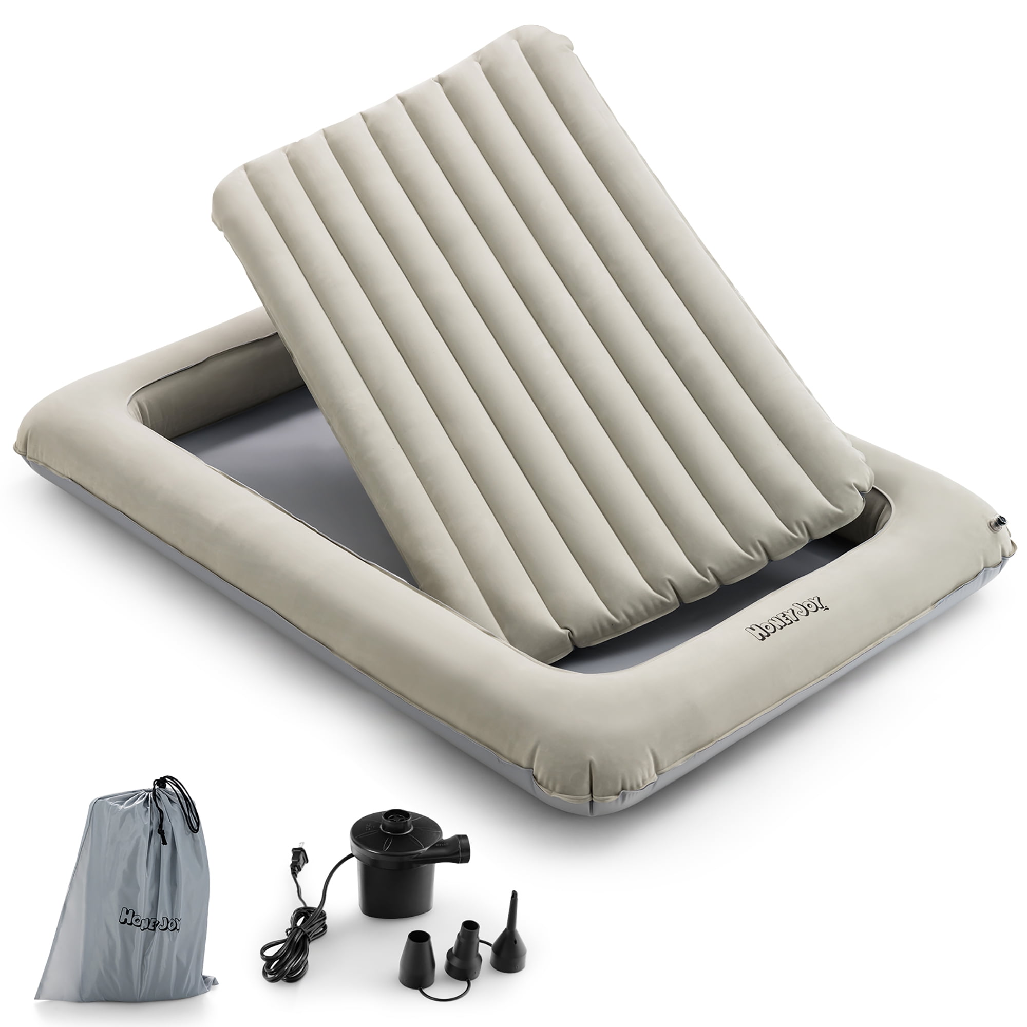 Portable Inflation Air Bed Mattress with Built-in Pump - Costway