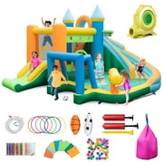 Costway Inflatable Water Slide Kids Blow up Pool Park Climbing Wall with 735W Blower