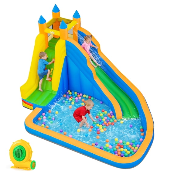 Costway Inflatable Water Slide Park 3-in-1 Kids Inflatable Bounce House with 680W Blower