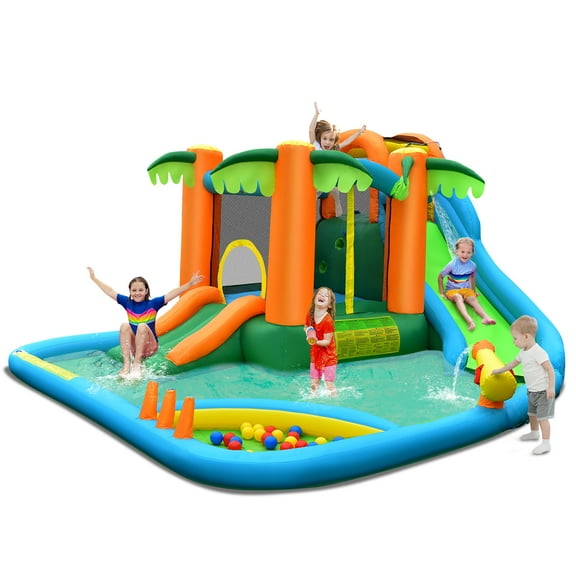 Costway Inflatable Water Slide Park Kid Bounce House Splash Pool Blower Excluded