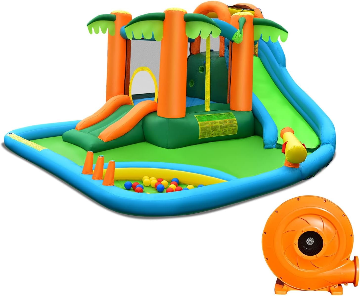 Costway Inflatable Water Slide Park Kid Bounce House Splash Pool with 780W Blower