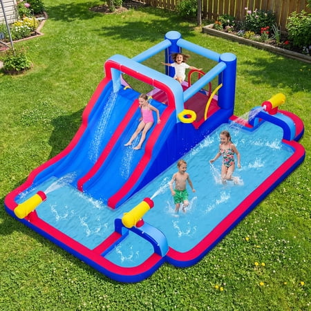 Costway Inflatable Water Slide Park Kids Bounce House Splash Pool without Blower