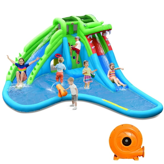 Costway Inflatable Water Slide Upgraded Kids Splash Pool Bounce Castle with 780W Blower